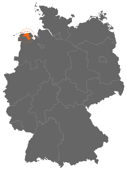 Landkreis Wittmund auf der Deutschlandkarte