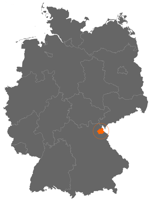 Landkreis Wunsiedel im Fichtelgebirge auf der Deutschlandkarte