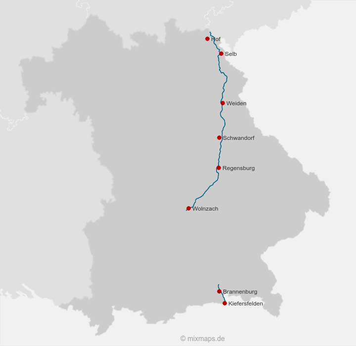 Verlauf der A93 auf der Deutschlandkarte