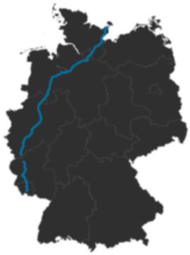 A1 auf der Deutschlandkarte