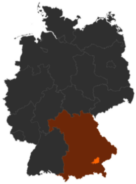 Landkreis Mühldorf am Inn auf der Deutschlandkarte