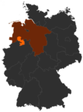 Landkreis Osnabrück auf der Deutschlandkarte