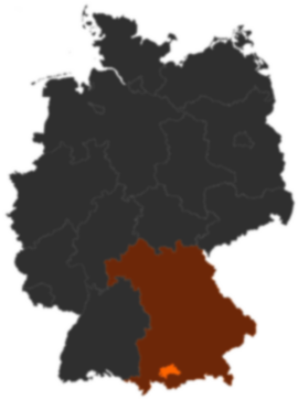 Landkreis Weilheim-Schongau auf der Deutschlandkarte