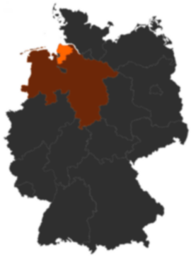 Landkreis Cuxhaven auf der Deutschlandkarte