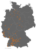 Karte: Ortsnamenverteilung von Städten und Gemeinden, die auf ...lingen enden