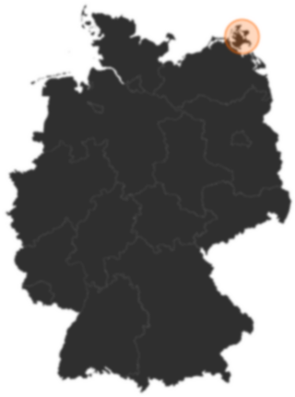 Rügen auf der Deutschland-Karte.