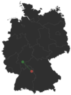 Karte: Frankfurt am Main und Billingsbach auf der Deutschlandkarte