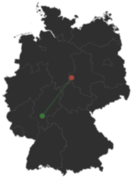 Karte: Frankfurt am Main und Wernigerode auf der Deutschlandkarte