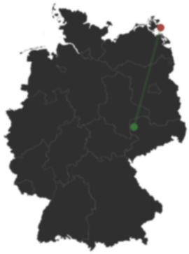 Karte: Leipzig und Baabe auf der Deutschlandkarte
