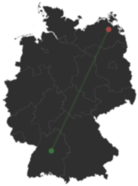 Karte: Stuttgart und Loitz auf der Deutschlandkarte
