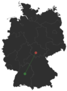 Karte: Stuttgart und Oberhof auf der Deutschlandkarte