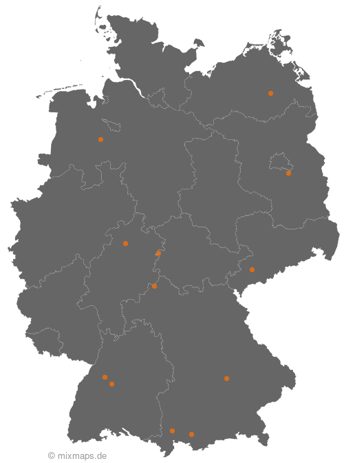 Karte: Ortsnamenverteilung von Städten und Gemeinden, die mit Wild... beginnen