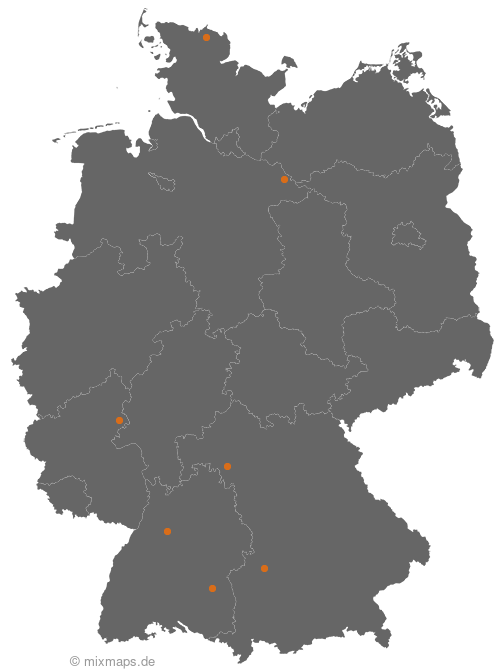 Karte: Ortsnamenverteilung von Städten und Gemeinden, die auf ...acker enden