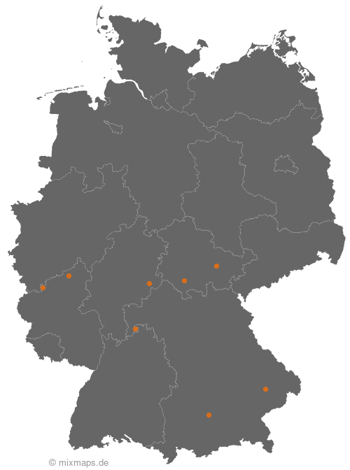 Karte: Ortsnamenverteilung von Städten und Gemeinden, die mit Eichen... beginnen