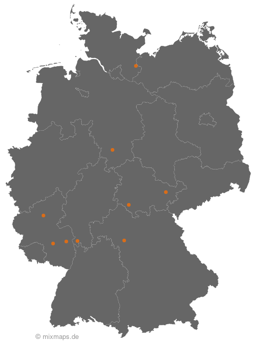 Karte: Ortsnamenverteilung von Städten und Gemeinden, die mit Ein... beginnen