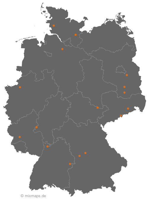 Karte: Ortsnamenverteilung von Städten und Gemeinden, die mit Heide... beginnen